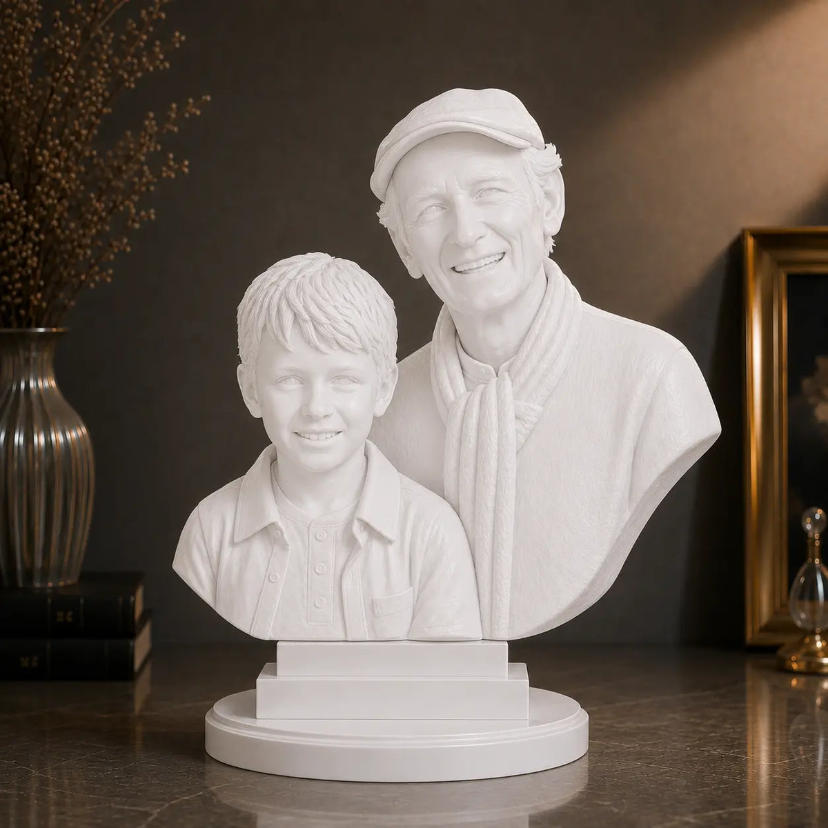 Figurka 3D dziadka z wnukiem ze zdjęcia – prezent na Dzień Dziadka