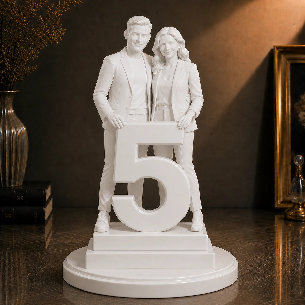 Figurka 3D pary z cyfrą 5 ze zdjęcia – prezent na rocznicę ślubu