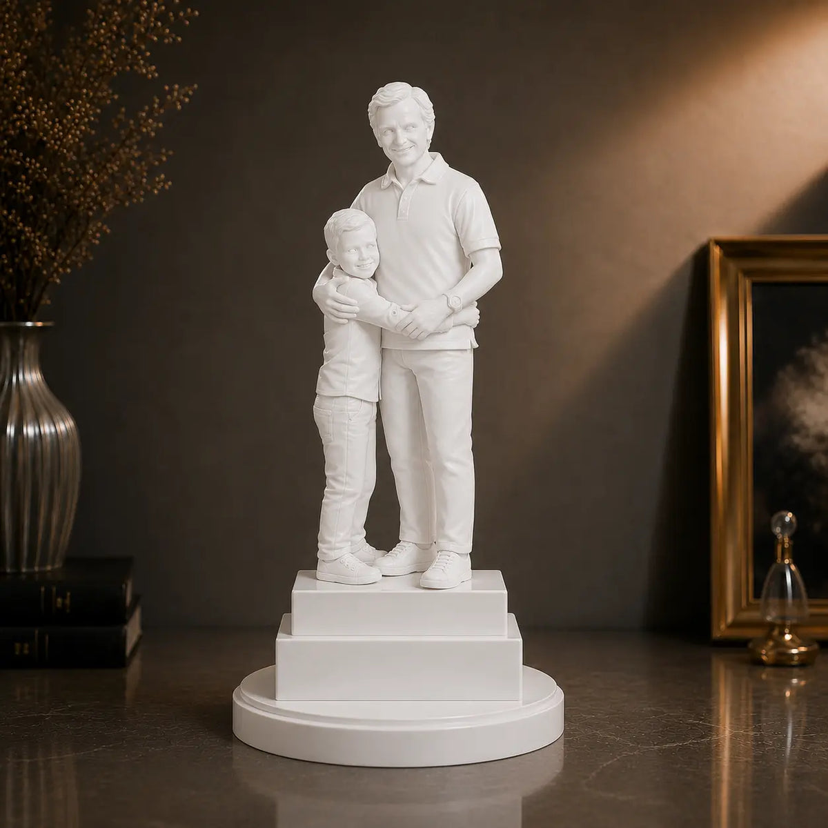 Figurka 3D dziadka z wnukiem w pełnej postaci ze zdjęcia – prezent na Dzień Dziadka i inne okazje