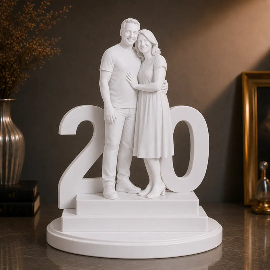 Wyjątkowy prezent dla pary na 20 rocznicę ślubu – personalizowana figurka 3D Dwadzieścia lat razem
