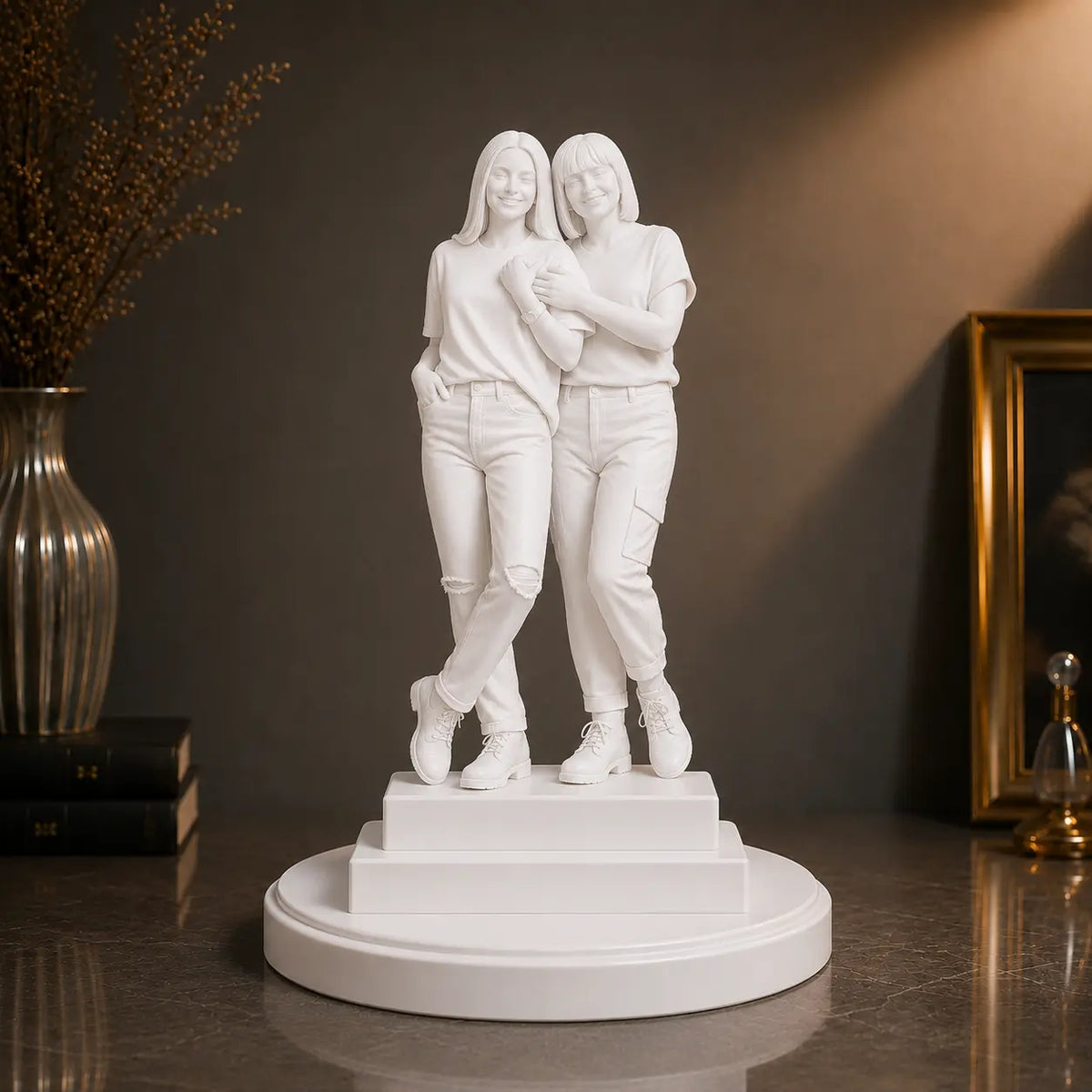Figurka 3D mamy z dorosłą córką ze zdjęcia – prezent na Dzień Matki