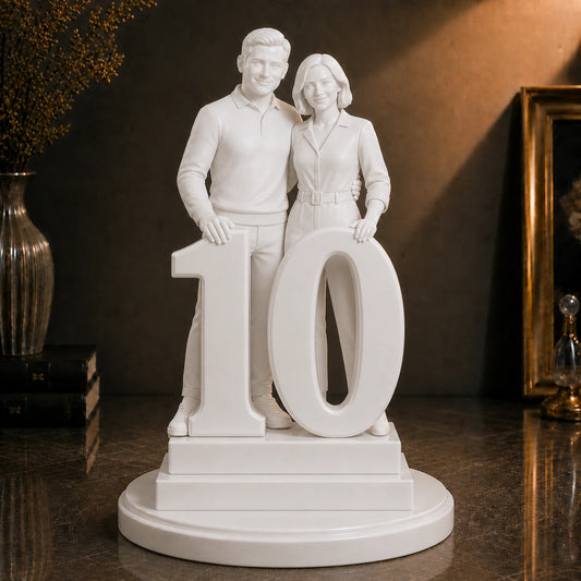 Figurka 3D pary z cyfrą 10 ze zdjęcia – prezent na rocznicę ślubu