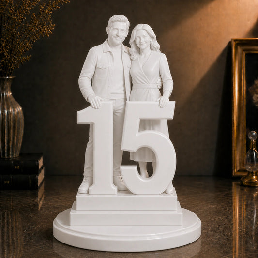 Figurka 3D pary z cyfrą 15 ze zdjęcia – prezent na rocznicę ślubu