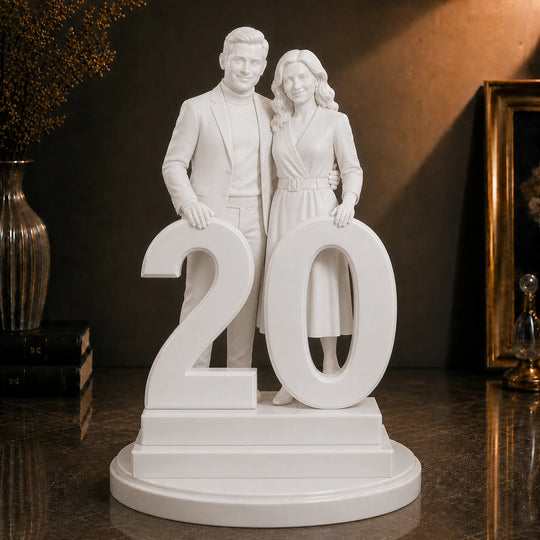 Prezent dla pary na 20 rocznicę ślubu – personalizowana figurka 3D Wasze wspólne lata