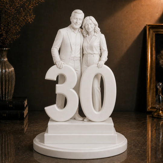 Oryginalny prezent dla pary na 30 rocznicę ślubu – personalizowana figurka 3D Perłowe gody