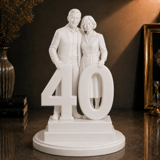 Prezent dla pary na 40 rocznicę ślubu – personalizowana figurka 3D Rubinowe gody