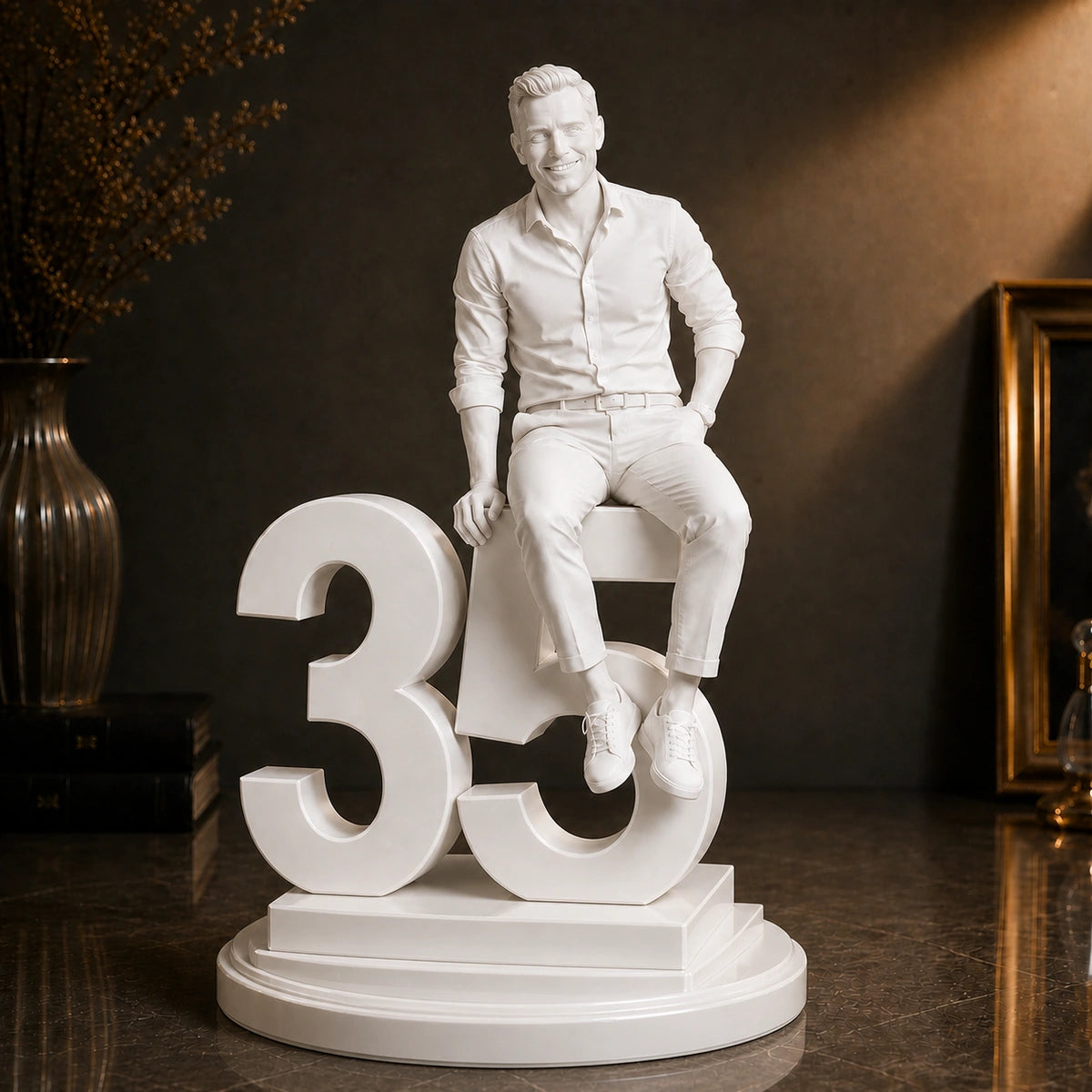 Personalizowana figurka 3D mężczyzny z cyfrą 35 – prezent na 35 urodziny