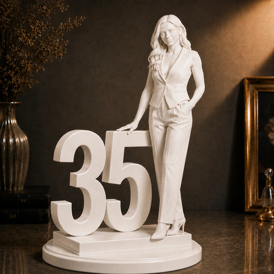 Personalizowana figurka 3D kobiety z cyfrą 35 – prezent na 35 urodziny