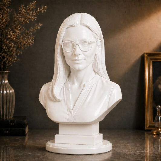 Personalizowana figurka 3D nauczycielki – popiersie w eleganckim stylu