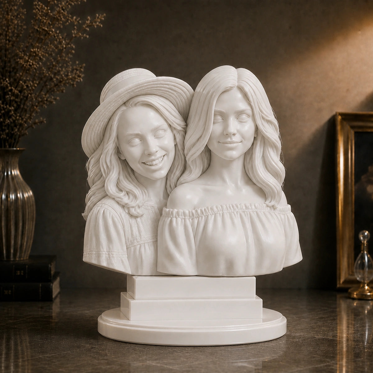 Personalizowana figurka 3D dwóch sióstr wykonana na podstawie zdjęć – wyjątkowy prezent dla siostry