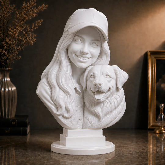Oryginalny prezent dla miłośniczki psów – personalizowana figurka 3D Dziewczyna i pies